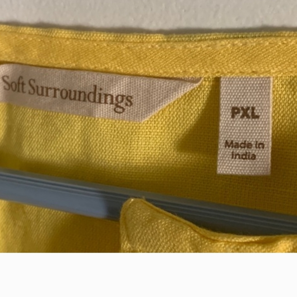 Soft Surroundings Canary Yellow Linen Maxi With White Embroidery - Picture 4 of 5
